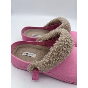 Coach Pink Shearling-Lined Clogs, size 11